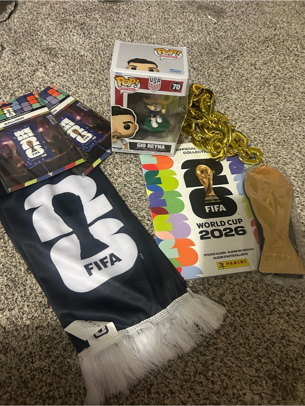 FIFA World Cup 2026 Official Merchandise Bundle Gio Reyna Funko Pop Panini Scarf